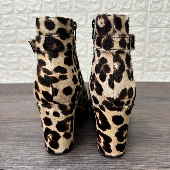 Kate Spade New York Holly Ankle Boot WMNS 9M Brown Black Leopard Side Zip Buckle - Picture 5 of 8